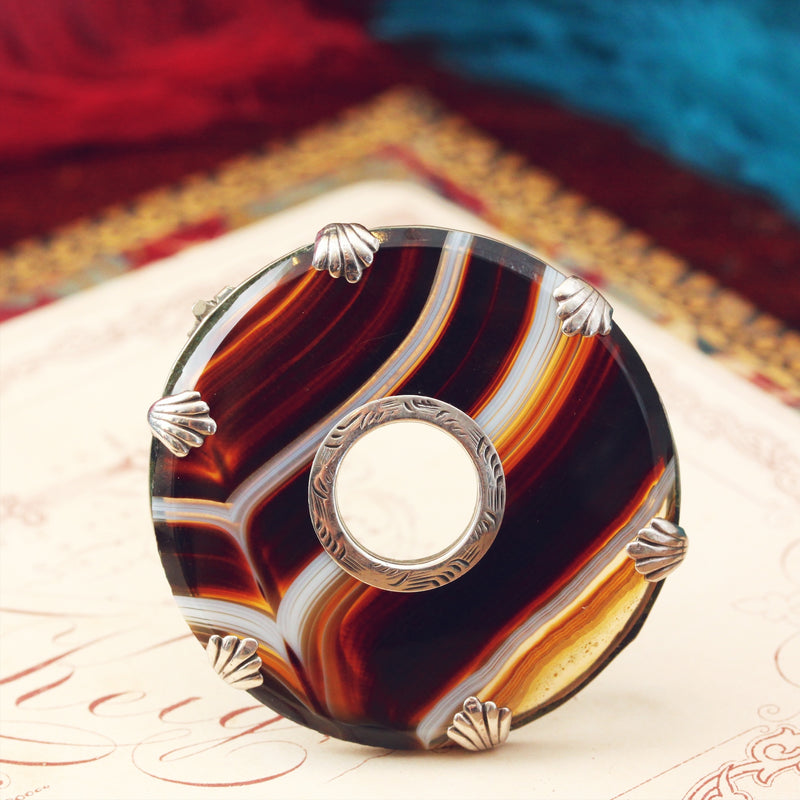 Victorian Scottish Banded Agate Brooch