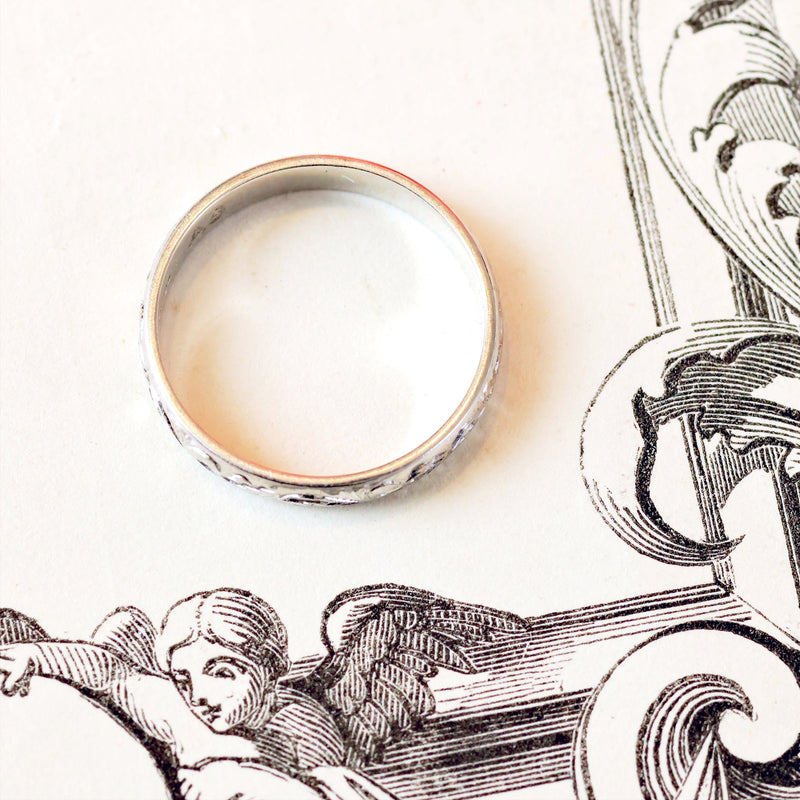 Size 'I'/'4.25' Hand Engraved Platinum Wedding Band