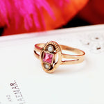 Cute Pink Tourmaline & Seed Pearl Rose Gold Ring