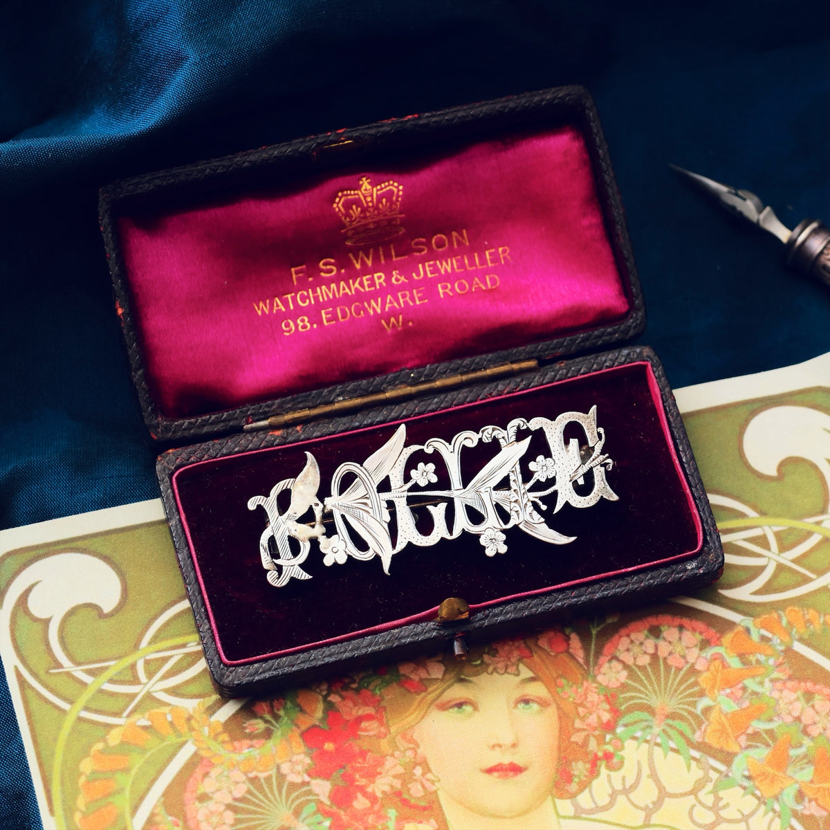 Victorian Date 1878 Pollie Silver Name Brooch