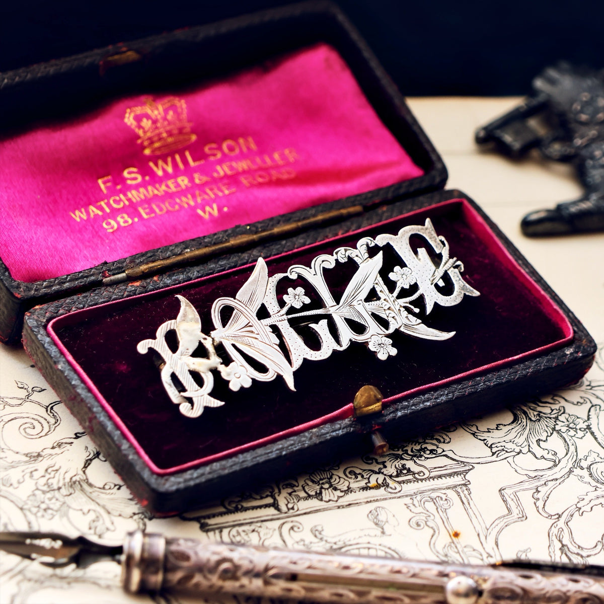 Victorian Date 1878 Pollie Silver Name Brooch