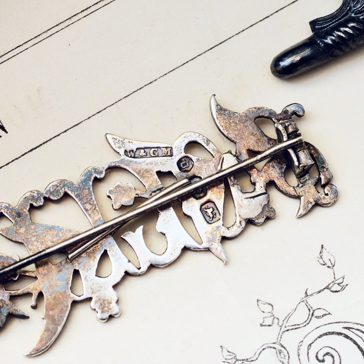 Victorian Date 1878 Pollie Silver Name Brooch