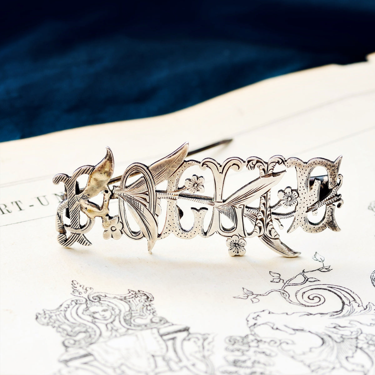 Victorian Date 1878 Pollie Silver Name Brooch