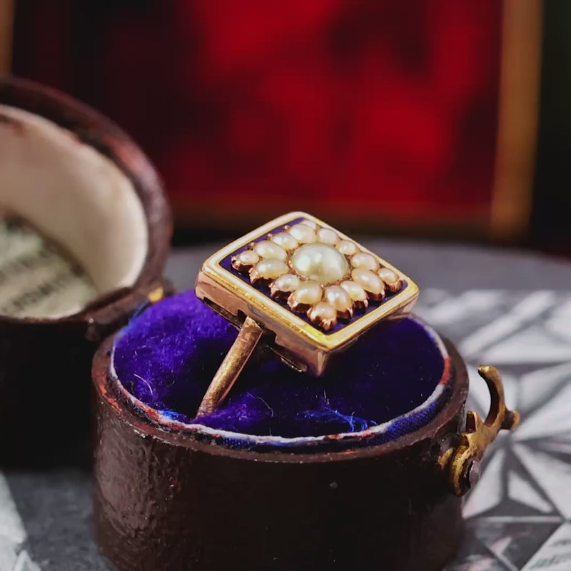 Georgian Wild Pearl & Enamel Ring