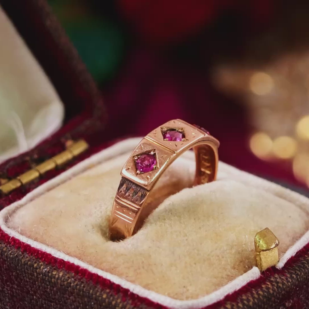 Antique Date 1876 Tourmaline 9ct Gold Ring