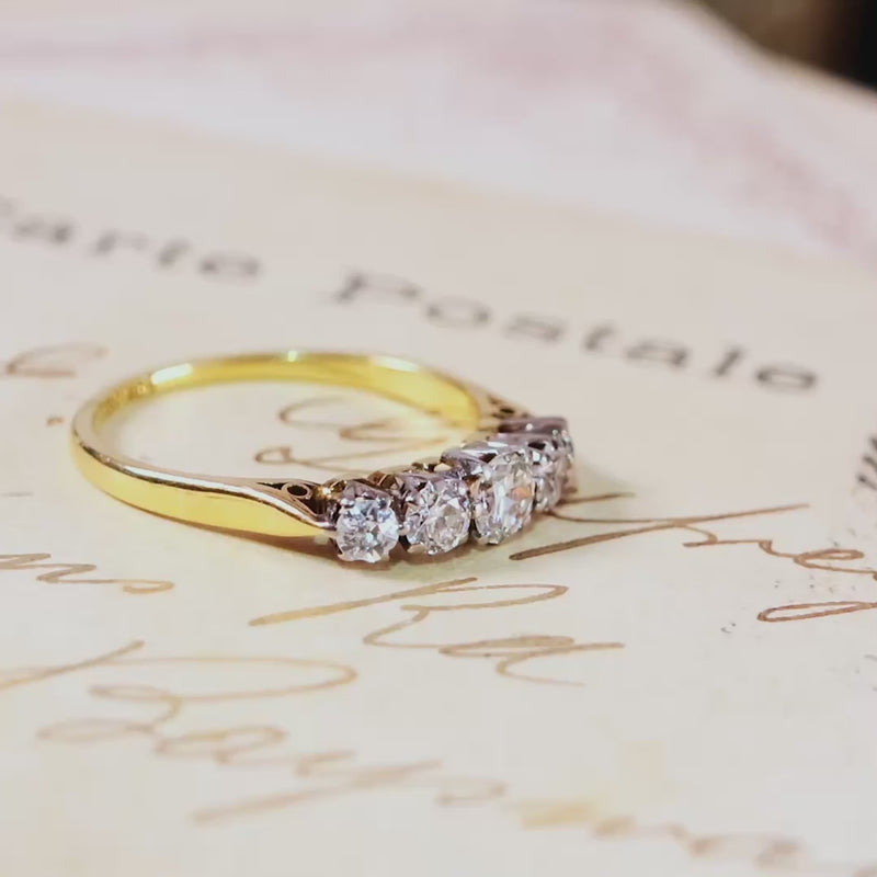 Vintage Five Stone Diamond Engagement Ring