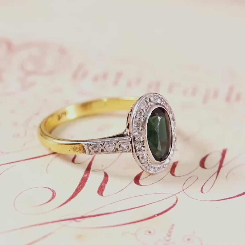 Vintage Art Deco Sapphire & Diamond Cluster Ring