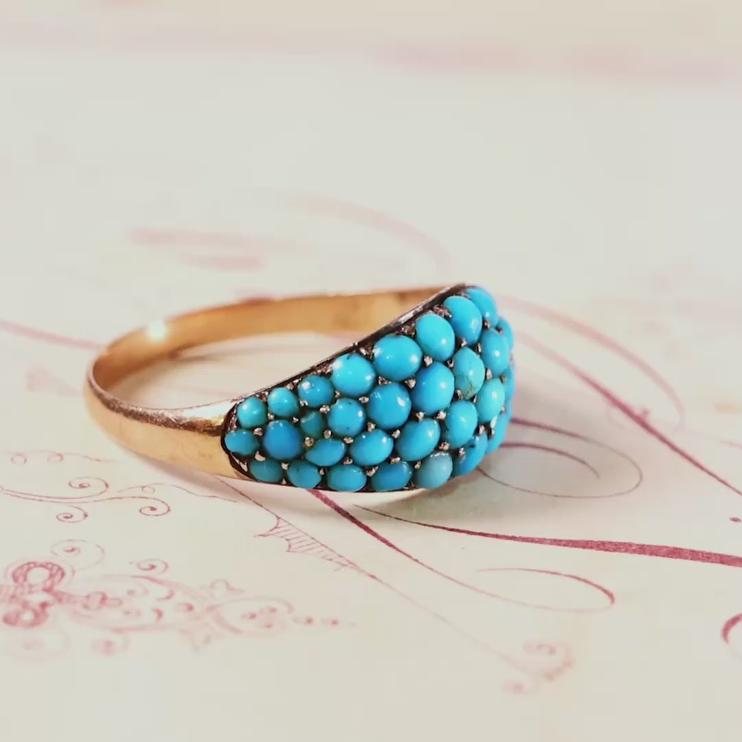 Antique Mid Victorian Pave Persian Turquoise Ring