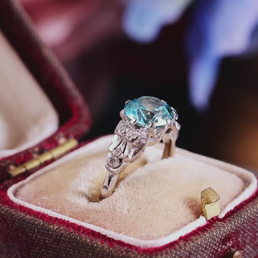 Vintage Art Deco Starlight Blue Zircon Ring – Fetheray