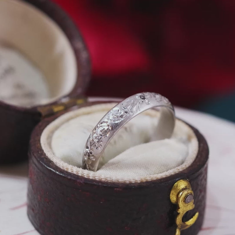 Vintage Hand Engraved Platinum Wedding Ring