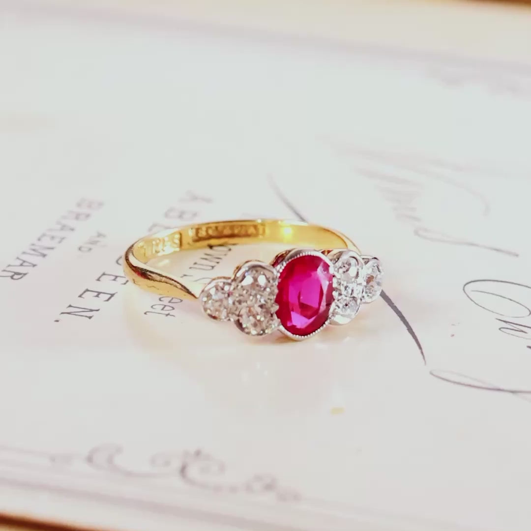 Vintage 1930's Ruby & Diamond Engagement Ring