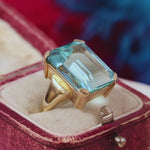 Vintage Certificated Natural Aquamarine Cocktail Ring