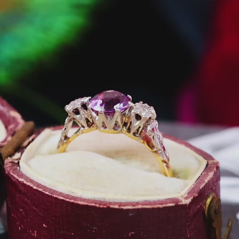 Vintage Amethyst & Diamond Engagement Ring