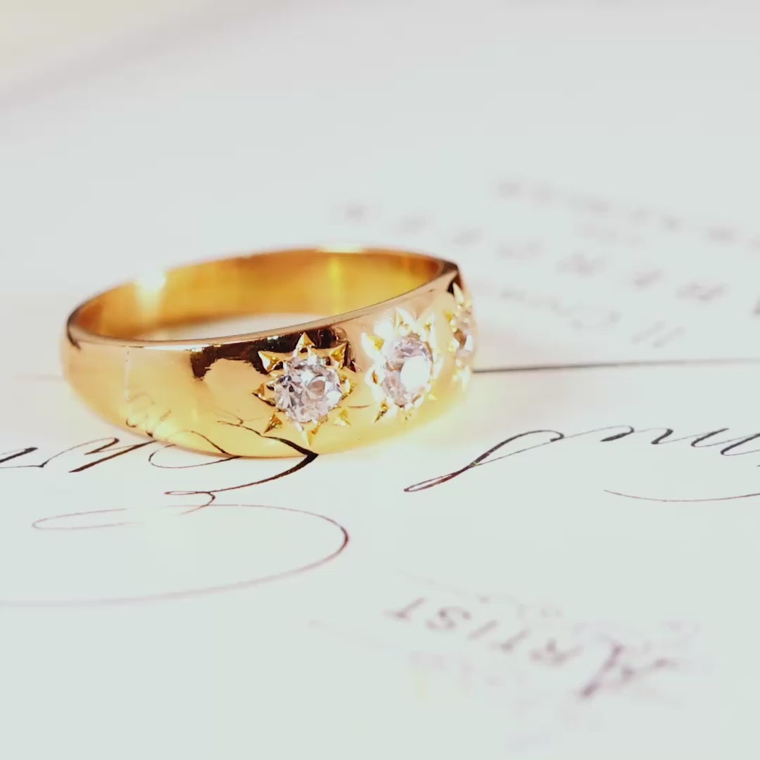 Antique Starry Gypsy Set Diamond Band Ring