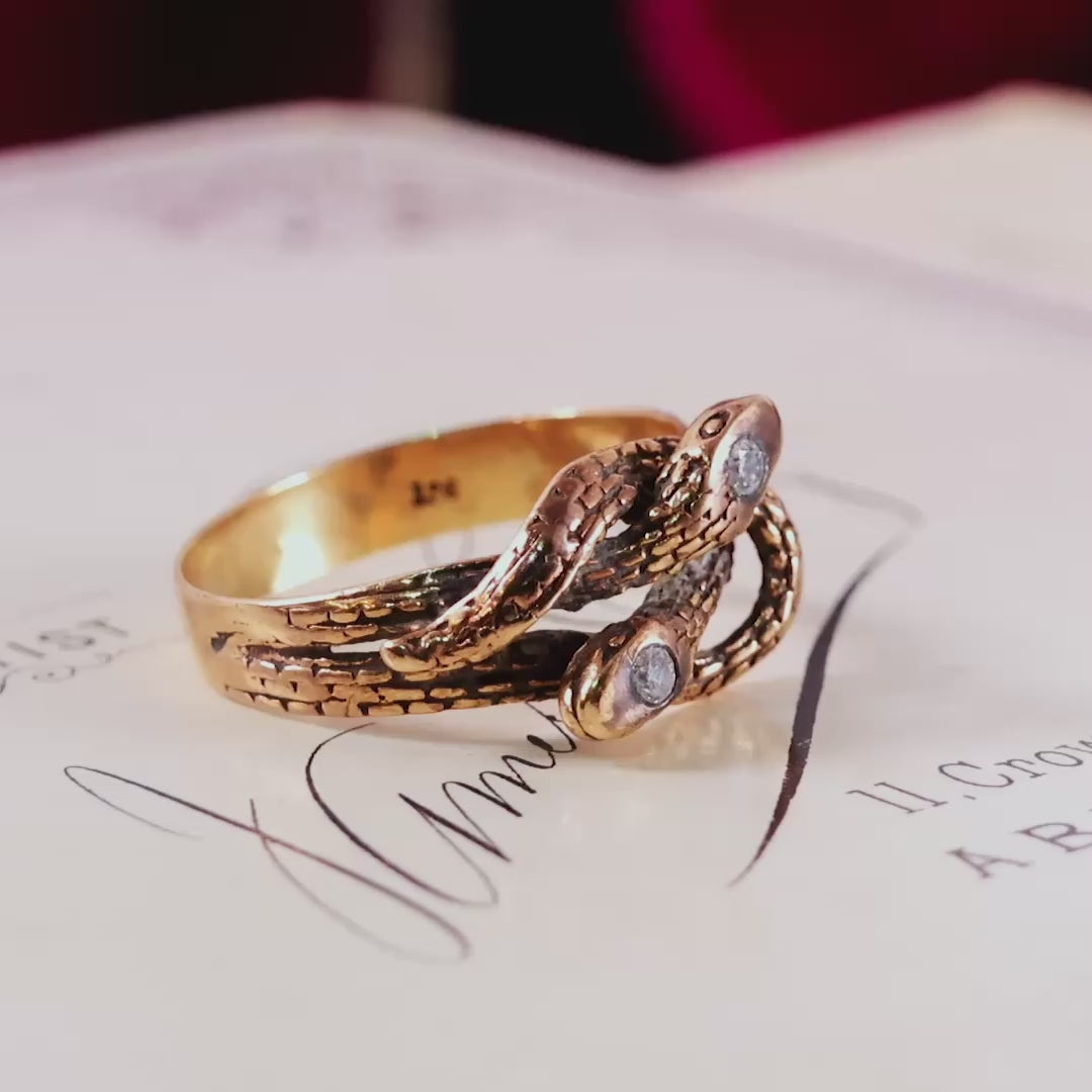 Vintage 9ct Rose Gold Snake Ring