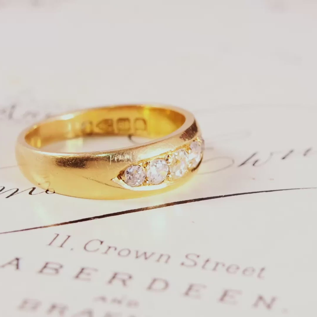 Antique Date 1892 Old Cut Diamond Wedding Band