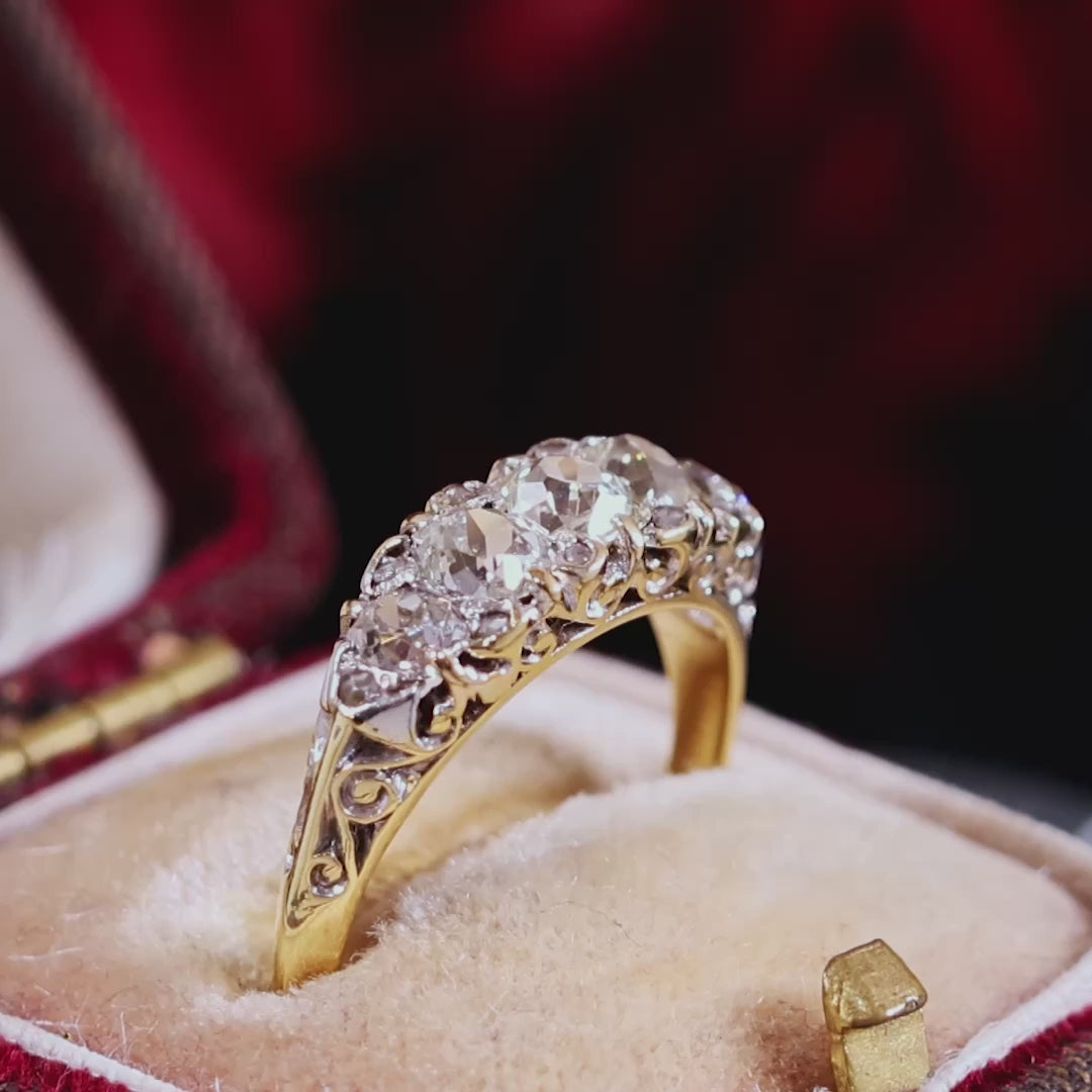 Sparkly Antique Five Stone Diamond Ring