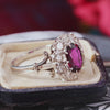 Vintage Deep Wine Ruby & Diamond Cluster Ring