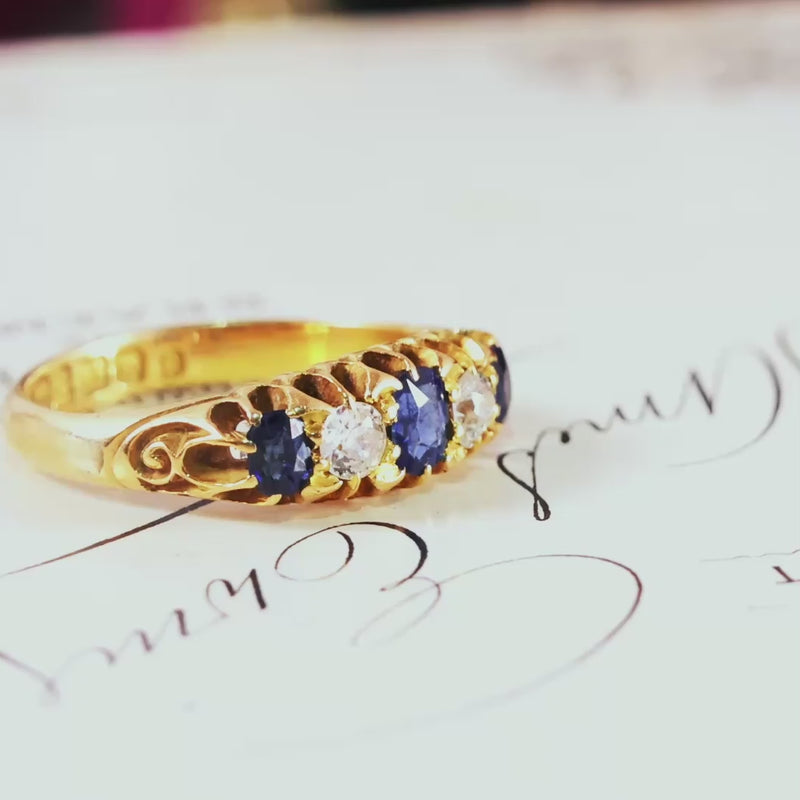 Antique Date 1904 Sapphire & Diamond Engagement Ring