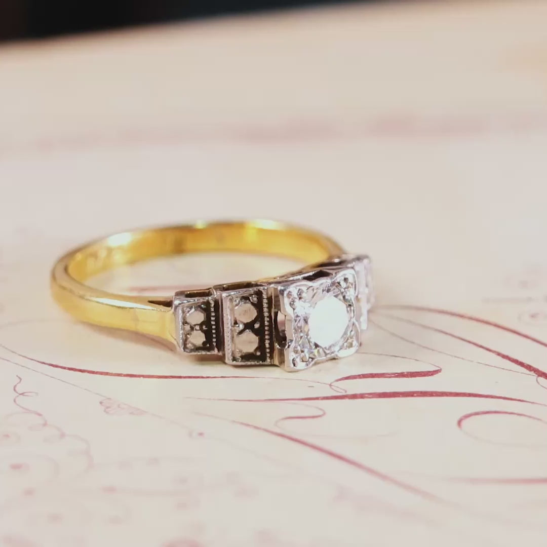 Vintage 1950's Art Deco Diamond Engagement Ring
