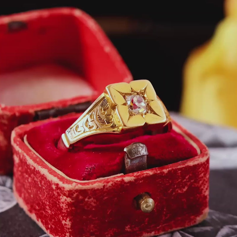 Antique Unisex Hand Cut Diamond Ring