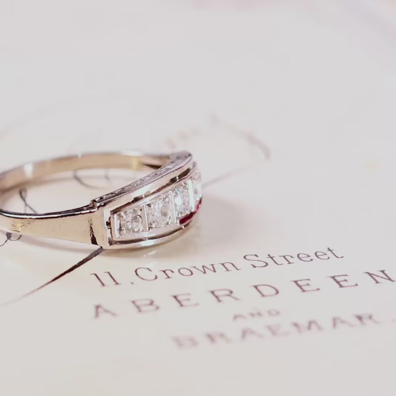 Vintage French Art Deco Platinum Diamond Ring