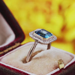 Vintage Art Deco Blue Topaz & Diamond Ring