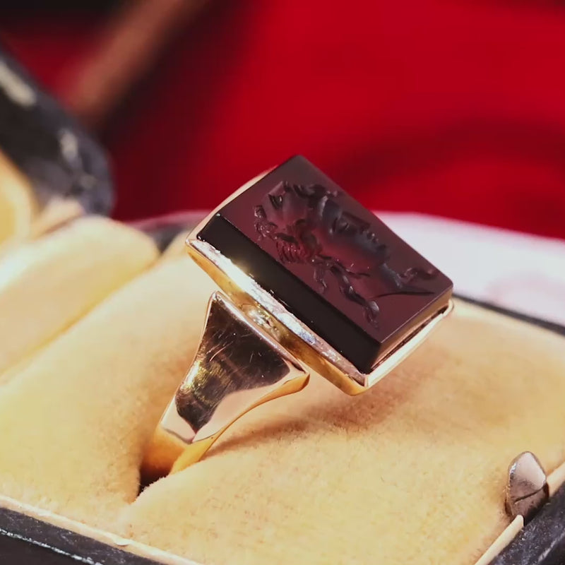 Antique Carnelian 'Janus' Intaglio Signet Ring