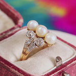 Antique Art Nouveau Natural Pearl & Diamond Ring