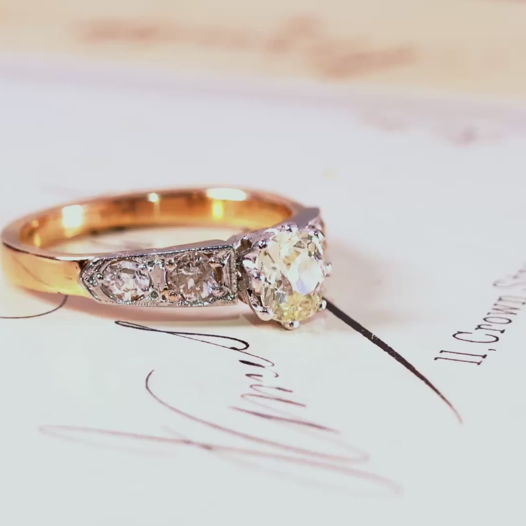Antique Recycled Hand Cut Diamond Engagement Ring