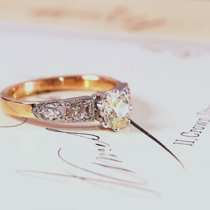 Antique Recycled Hand Cut Diamond Engagement Ring