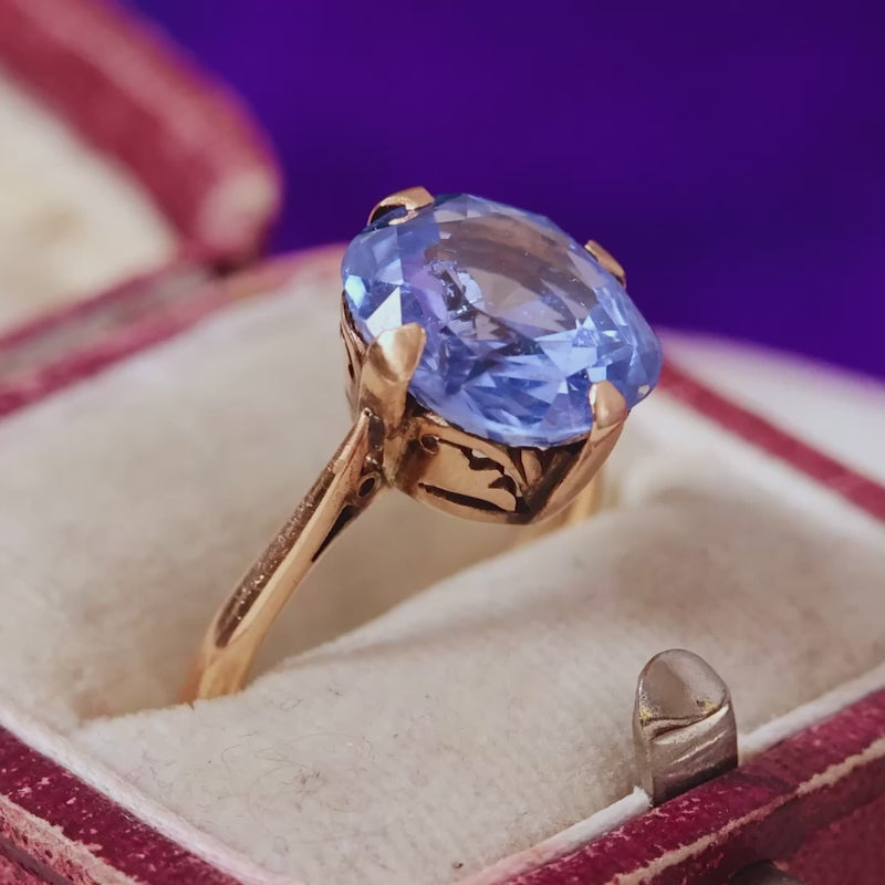 Vintage Specimen Cushion Shaped Sapphire Ring