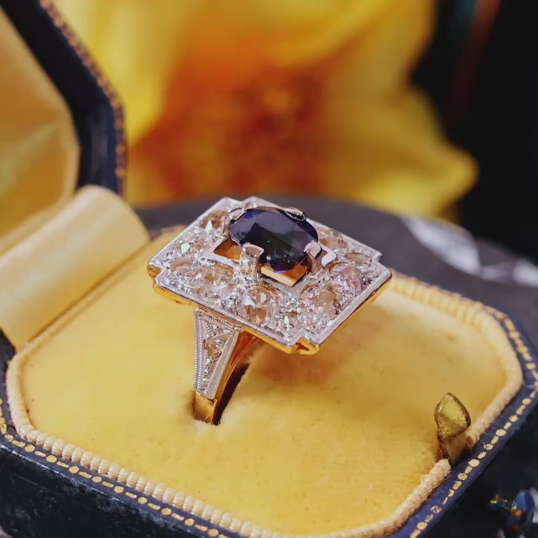 Vintage Art Deco Sapphire & Diamond Ring