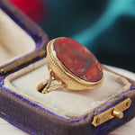 Vintage 9ct Gold Moss Agate Ring