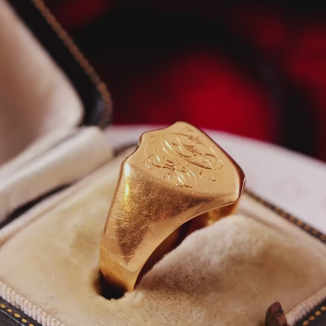 Antique Date 1907 Shield Signet Ring