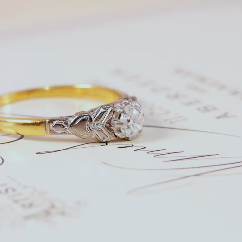 Vintage 1950's hand Cut Diamond Engagement Ring