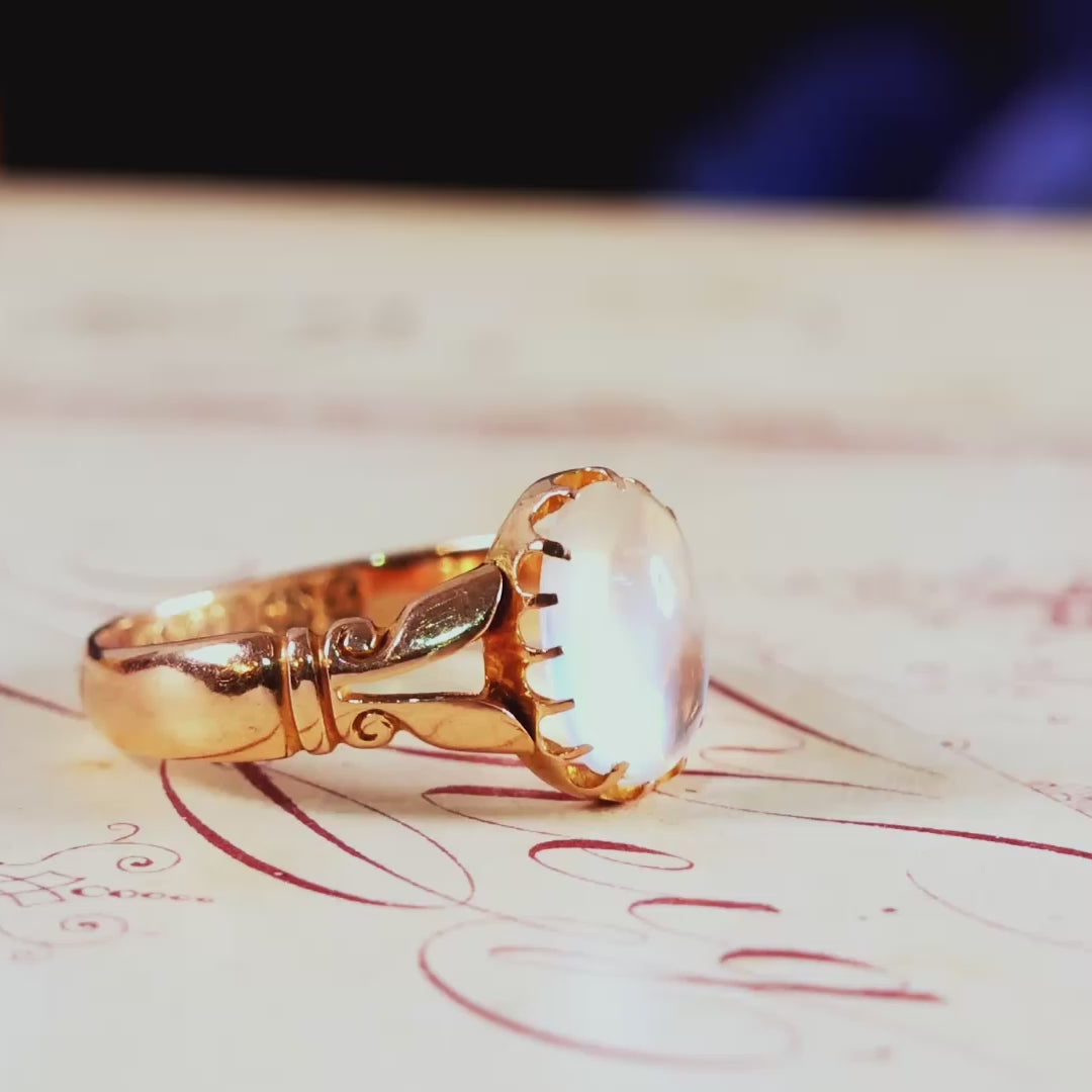 Magical Antique Date 1899 Blue Moonstone Ring