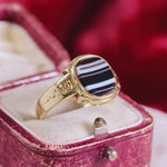 Antique Classical Men's Banded Agate Signet Ring
