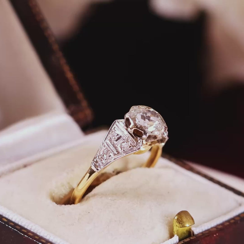 Vintage 18ct Gold & Platinum Diamond Solitaire Ring