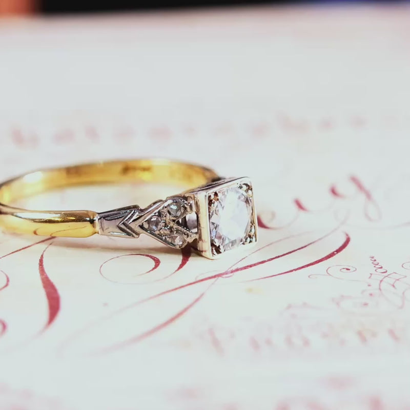 Vintage 1950's Art Deco Diamond Solitaire Engagement Ring