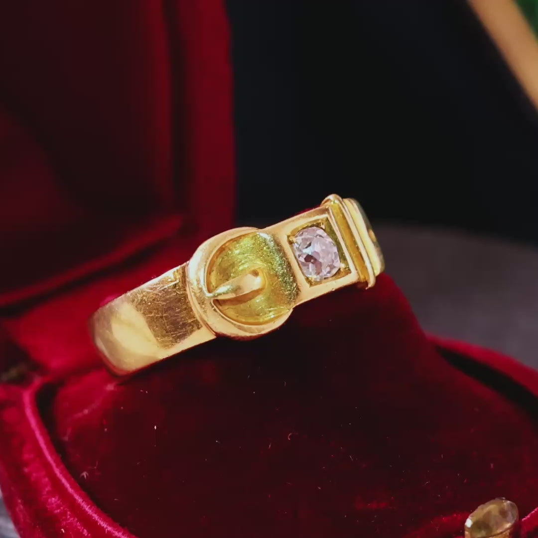 Antique Date 1915 Gypsy Diamond Solitaire Ring
