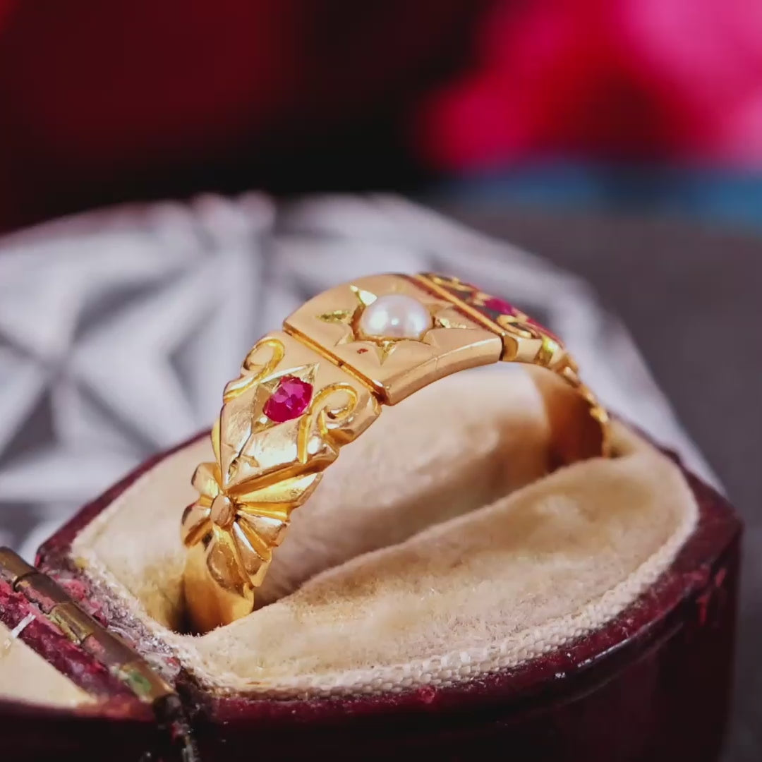 Antique Victorian Ruby & Pearl Ring