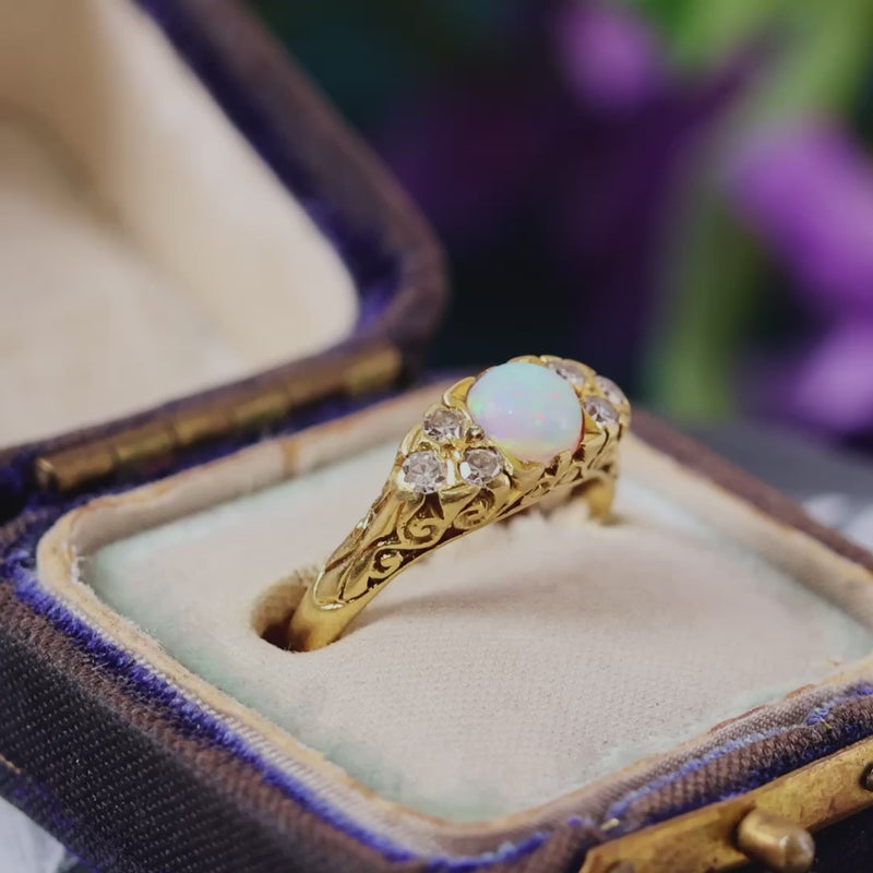 Vintage Opal & Diamond Ring