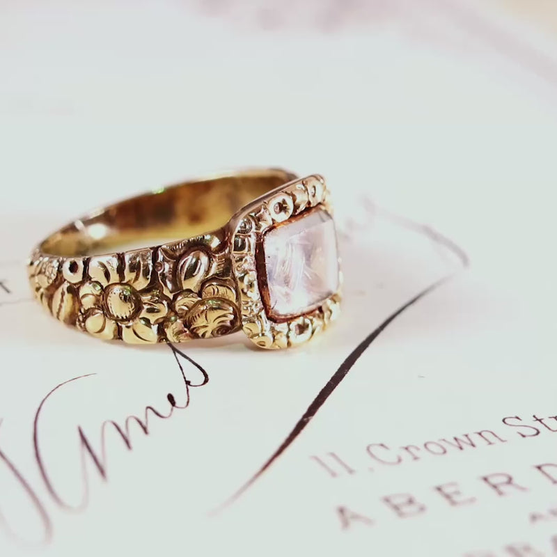 Antique Georgian Rococo Roses Mourning Ring
