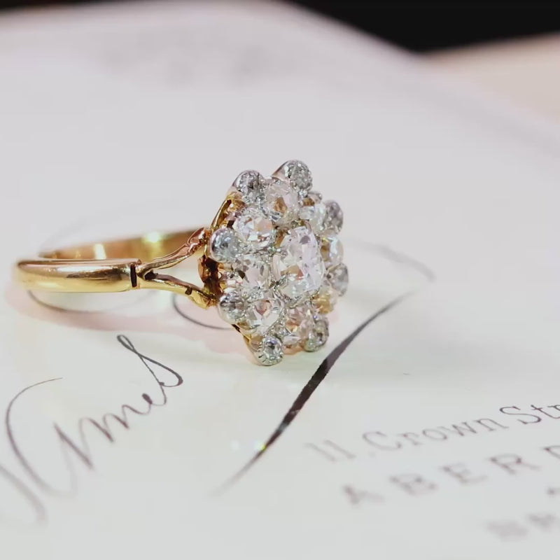 Hand Crafted Antique Diamond Rosette Ring