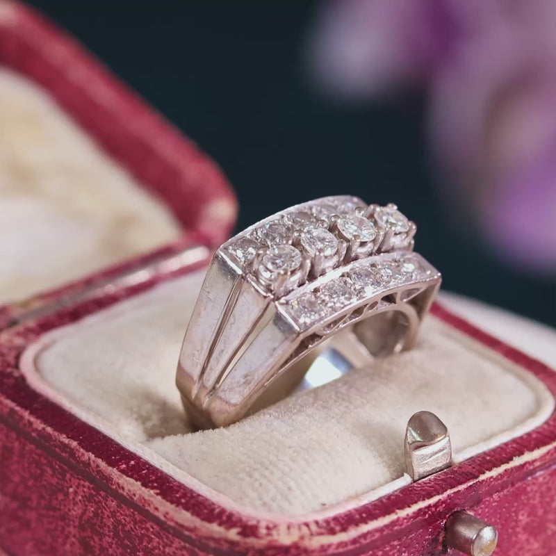 Fascinating Glamour! Art Deco Diamond 'Tank' Ring