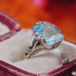 Vintage  Art Deco 5.39ct Aquamarine & Platinum Ring