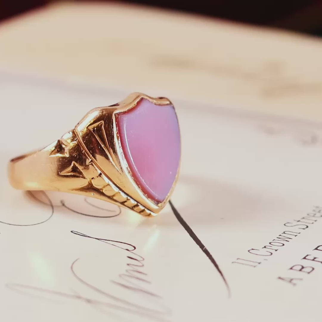 Date 1895 Shield Shaped Sardonyx Signet Ring