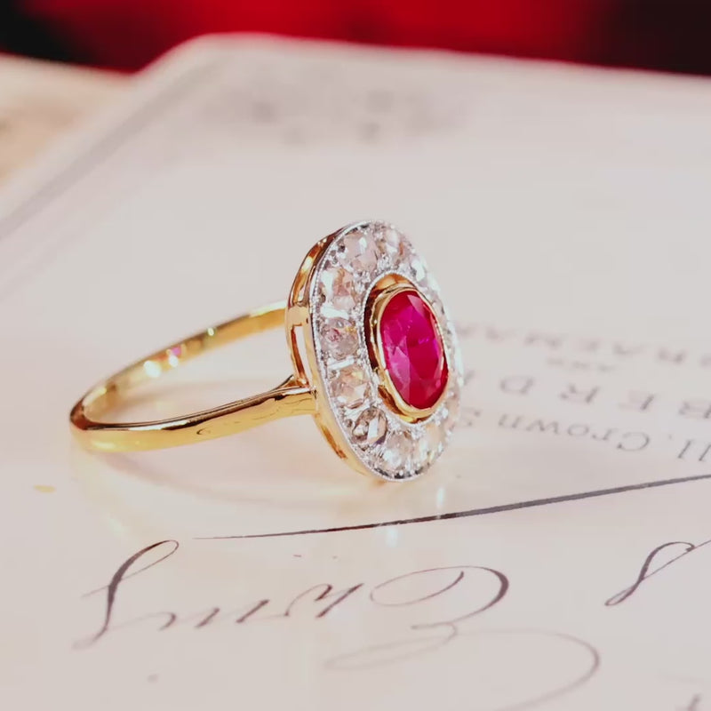 Vintage Art Deco Ruby & Diamond Cocktail Ring