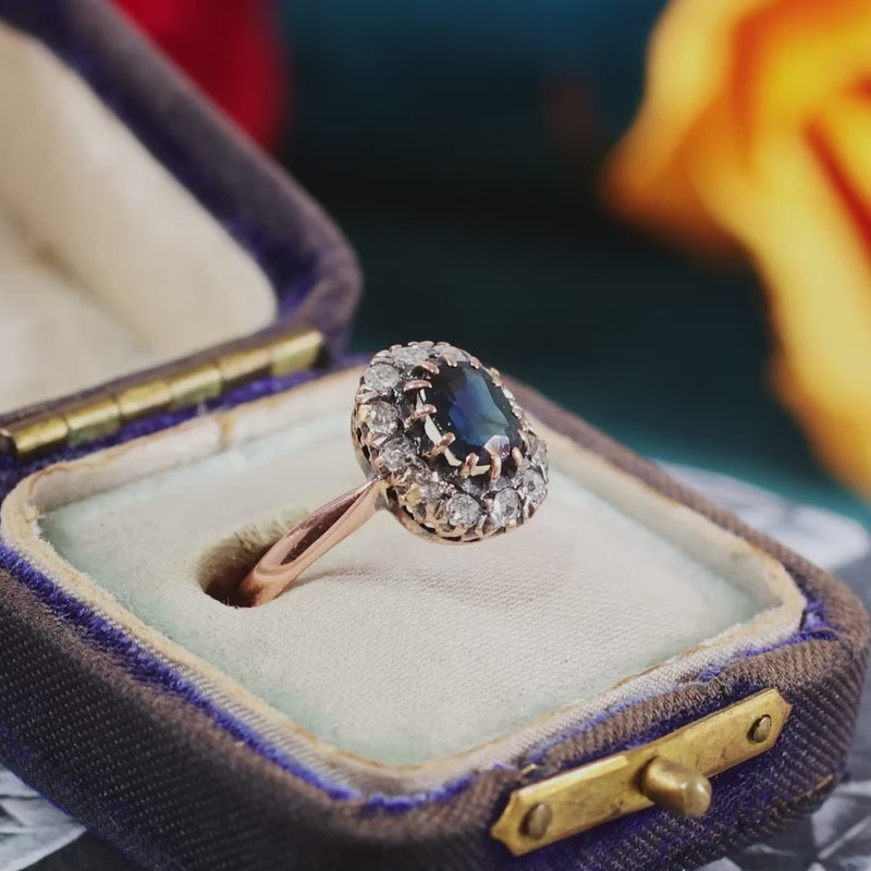 Antique Sapphire & Diamond Engagement Ring